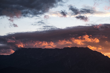 Sunset in the Alps in Austria