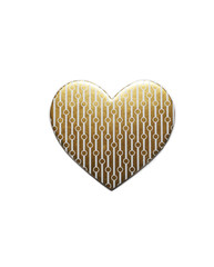 White and golden heart with white pattern isolated on white background. Valentine's day concept.