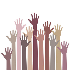 Monochrome up hands. Vector illustration.