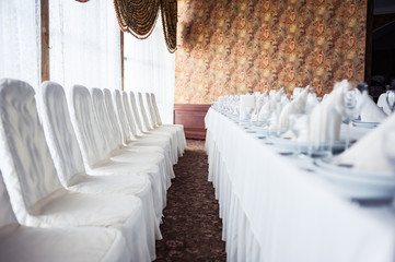 Served table. hall for banquets and weddings