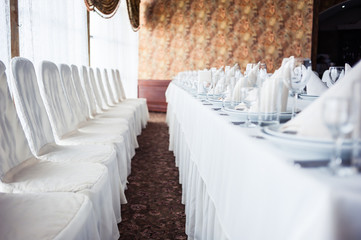 Served table. hall for banquets and weddings