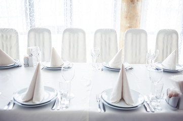 Served table. hall for banquets and weddings
