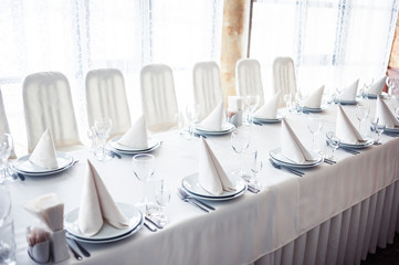 Served table. hall for banquets and weddings