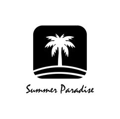 Beach and summer theme logo with palm three design template