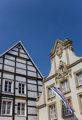 Fototapeta na wymiar Local flag on an old house in Warendorf