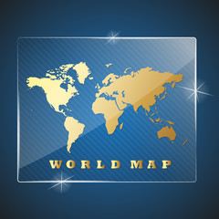 Glass trophy awards with World map. Vector illustration