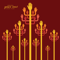 Teamwork symbol. Multicolored hands