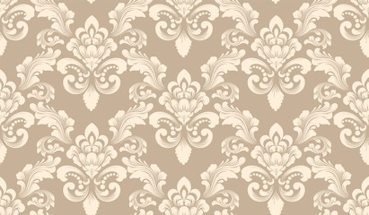 Vector damask seamless pattern background. Classical luxury old fashioned damask ornament, royal victorian seamless texture for wallpapers, textile, wrapping. Exquisite floral baroque template.