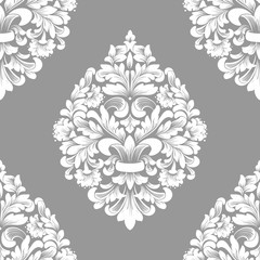 Fototapeta premium Vector damask seamless pattern element. Classical luxury old fashioned damask ornament, royal victorian seamless texture for wallpapers, textile, wrapping. Exquisite floral baroque template.