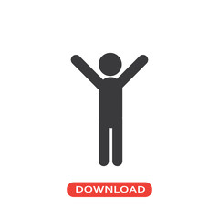 Man silhouette standing with arms up icon