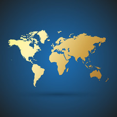 Fototapeta na wymiar Gold World map. Vector illustration