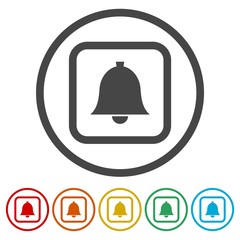Alarm icon, Ringing bell icon, 6 Colors Included