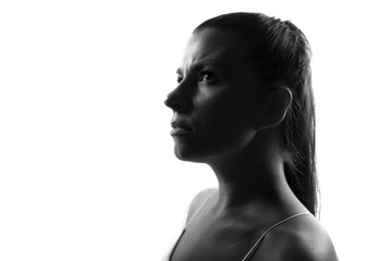 Female person silhouette,back lit light