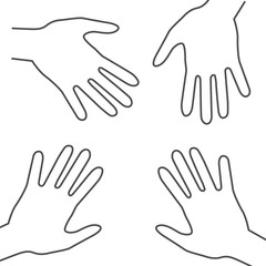 Human Hands. Vector Outline Palm Hand Symbols.