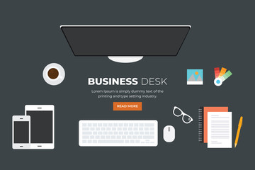 business workplace design desk top view vector 