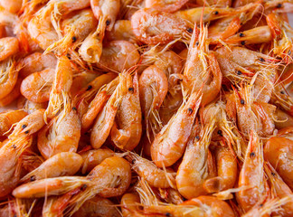 Boiled shrimps background