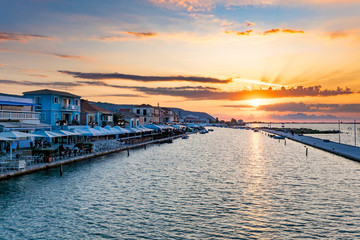 Sunset in Lefkada Town on Lefkada island Greece