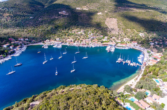 Sivota bay on Lefkada Island Greece aerial view