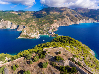 Naklejka premium Cephalonia Island Assos Village and Fortress one of the most beautiful travel destinations on the island