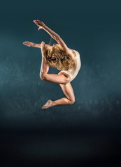 One person, gymnastic, dancer, woman in dynamic beautiful action