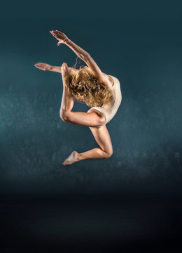One person, gymnastic, dancer, woman in dynamic beautiful action