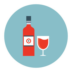 wine bottle and glass vector