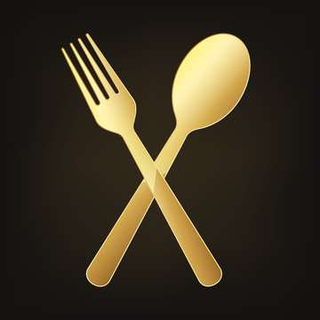 Gold Restaurant Symbol. Vector Illustration