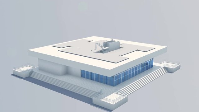 Flying at the Building Skyscraper with the Sun Shining. Beautiful 3d Animation in Time-lapse. Construction and Technology Concept. 3d animation. 4k UHD 3840x2160.