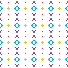 Retro geometric pattern in repeat. Fabric print. Seamless background, mosaic ornament, vintage style. 