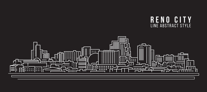 Cityscape Building Line art Vector Illustration design - Reno city