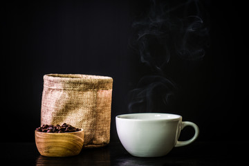 cup of coffee on a dark background