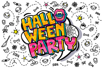Open mouth and Halloween Party Message