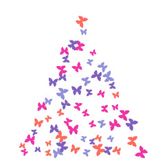 Spring Background with Colorful Butterflies. Simple Feminine Pattern for Card, Invitation, Print. Trendy Decoration with Beautiful Butterfly Silhouettes. Vector Background with Moth