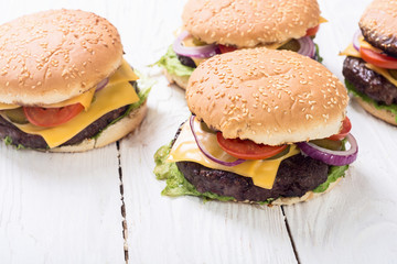 Unhealthy American hamburger