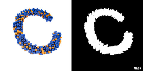Litera C 3D sześciany kwadraty klocki piksele