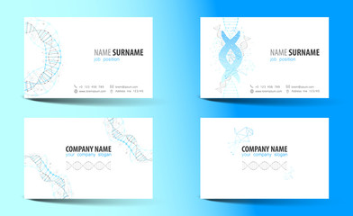 Creative double-sided business card  template. DNA theme.