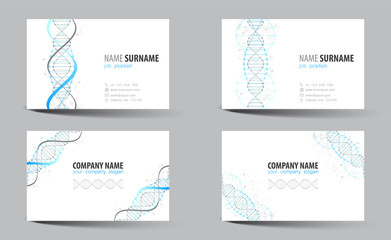Fototapeta na wymiar Creative double-sided business card template. DNA theme.