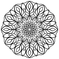 Isolated mandala for coloring book. Floral ornament for antistress adult drawing. Suitable for laser cutting.