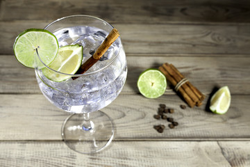 Gin tonic on wood