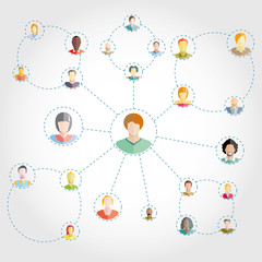 people network and connection for social network and media concept