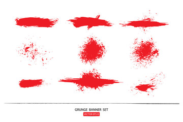 set of hand drawn painted scratched vector Illustrations template of Grunge Halloween background with blood splats banners abstract background brush texture for promotion.