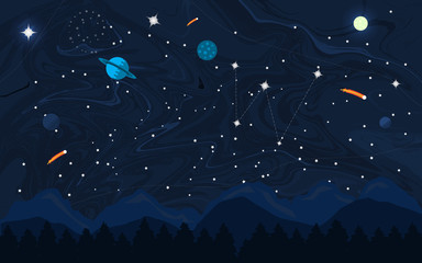 Space flat background with planets and stars © foxyliam