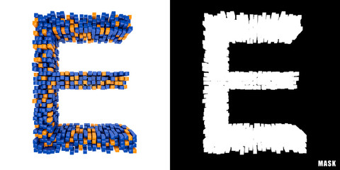 Litera E 3D sześciany kwadraty klocki piksele © vempireart