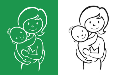 Mother and little baby sign