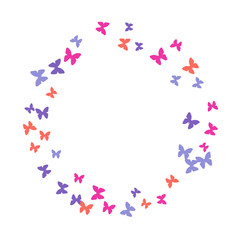 Spring Background with Colorful Butterflies. Simple Feminine Pattern for Card, Invitation, Print. Trendy Decoration with Beautiful Butterfly Silhouettes. Vector Background with Moth