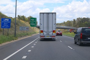 On the motorway to Sydney behind truck