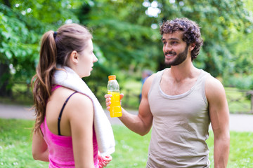 Obraz premium People talking after a training session