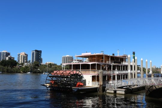 Paddle Wheel Boat Cruises Brisbane River In Australia