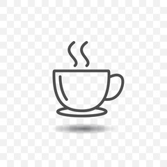 Outlined coffee cup icon simple vector on transparent background.