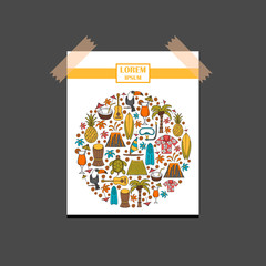 Vector hand drawn Hawaii background